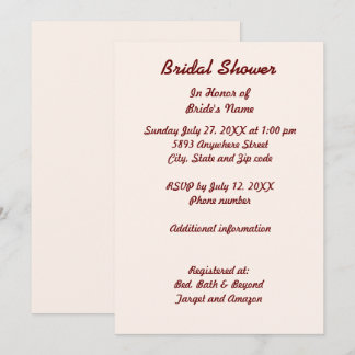 Carte d'invitation personnalisée pour la douche nu
