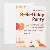 Carte d'invitation personnalisée pour la fête d'an (Devant / Derrière)