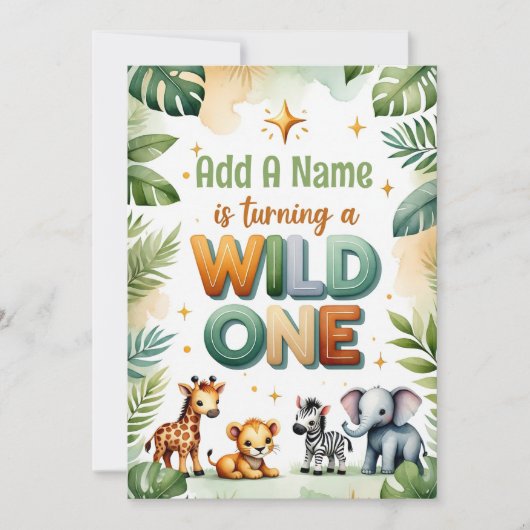 Carte d'invitation personnalisée Wild One 1st Birt (Devant)