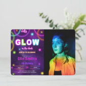 Carte d'invitation photo anniversaire Glow modifia (Debout devant)