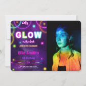 Carte d'invitation photo anniversaire Glow modifia (Devant)