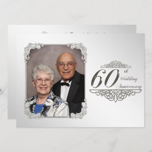 Carte d'invitation photo pour le 60e anniversaire (Devant / Derrière)