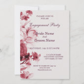 Carte d'invitation Pink Floral Engagement Party (Devant)