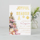 Carte d'invitation Pink & Gold Christmas Foil (Debout devant)