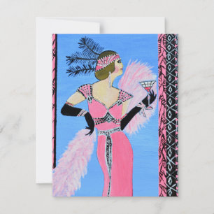 Carte d'invitation plate de dame magnifique