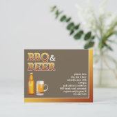 Carte d'invitation plate pour fête BBQ & Bière (Debout devant)
