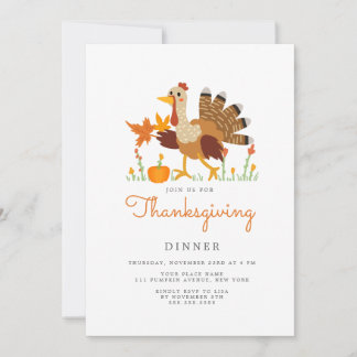 Carte d'invitation plate pour le dîner de Thanksgi