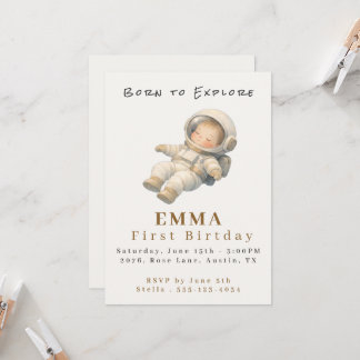 Carte d'invitation plate pour le premier anniversa