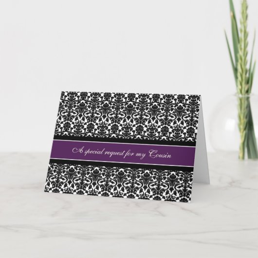 Carte d'invitation Plum Damask Cousin Bridesmaid (Devant)