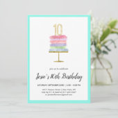 Carte d'invitation pour 10e anniversaire Gâteau Ar (Debout devant)