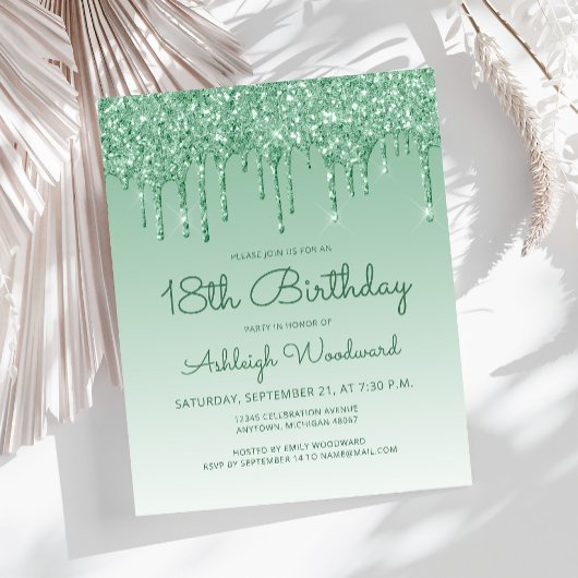 Carte d'invitation pour 18e anniversaire Budget Gl