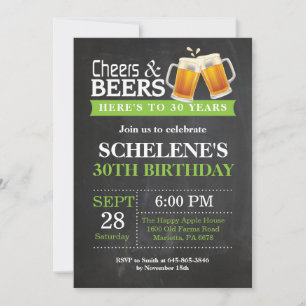 Carte d'invitation pour 30 ans anniversaire Cheers