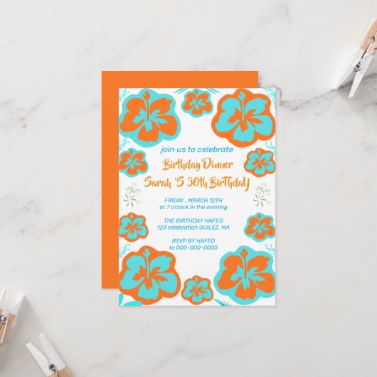 Carte d'invitation pour 30e anniversaire modèle nu (Devant/Arrière en situation)