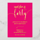 Carte d'invitation pour 40 ans avec calligraphie é (Recto)