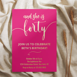 Carte d'invitation pour 40 ans avec calligraphie é