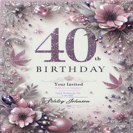 Carte d'invitation pour 40 ans, beau design