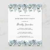 Carte d'invitation pour 40e anniversaire à fleurs  (Devant)