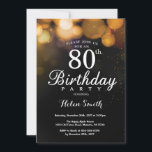 Carte d'invitation pour 80 ans avec paillettes dor<br><div class="desc">Carte d'invitation pour 80 ans avec paillettes dorées. Anniversaire adulte. Fond bokeh avec paillettes dorées. 16 18 21 30 40 50 60 70 80 90 100. Tout âge. Pour une personnalisation supplémentaire,  veuillez cliquer sur le bouton "Personnaliser" et utiliser notre outil de conception pour modifier ce modèle.</div>