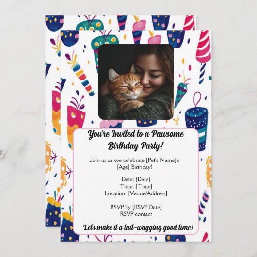 Carte d'invitation pour animaux de compagnie perso (Devant / Derrière)