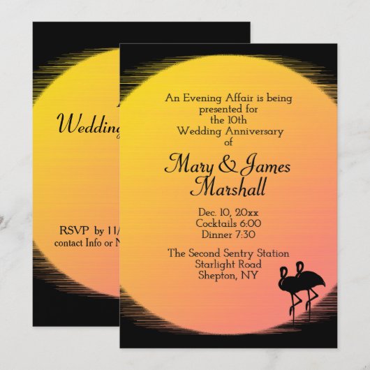 Carte d'invitation pour anniversaire de mariage au (Devant / Derrière)