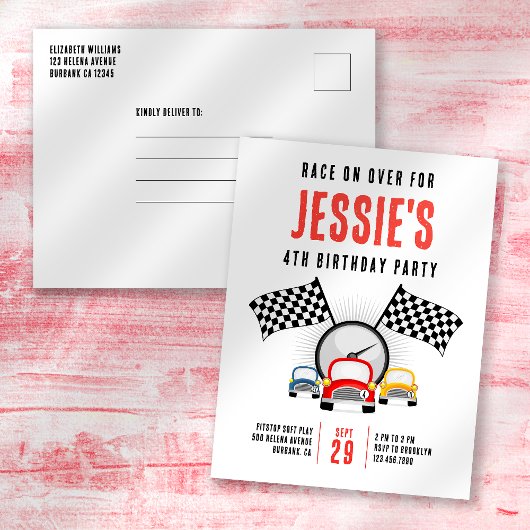 Carte d'invitation pour anniversaire de voiture Co