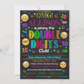 Carte d'invitation pour anniversaire Double Digits (Devant)