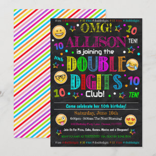 Carte d'invitation pour anniversaire Double Digits