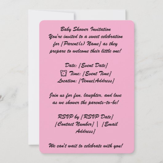 Carte d'invitation pour Baby Shower 13 cm * 18 cm (Devant)