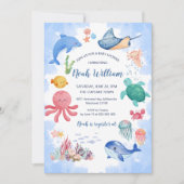 Carte d'invitation pour Baby shower animal d'océan (Devant)