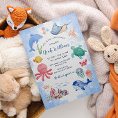 Carte d'invitation pour Baby shower animal d'océan