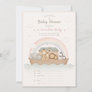 Carte d'invitation pour Baby Shower Arc-en-ciel Bé