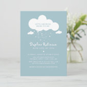 Carte d'invitation pour Baby Shower avec des nuage (Debout devant)
