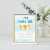 Carte d'invitation pour Baby Shower « Budget, voic (Debout devant)