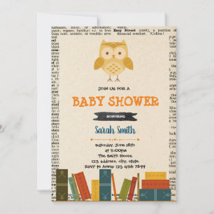 Carte d'invitation pour baby shower de chouette de