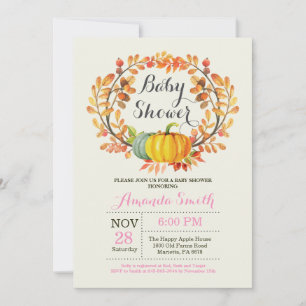 Carte d'invitation pour Baby Shower Fille Citrouil