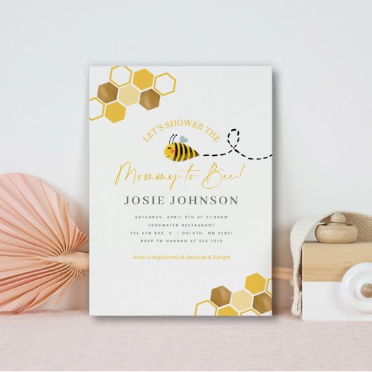 Carte d'invitation pour Baby Shower Moderne Maman