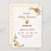 Carte d'invitation pour Baby Shower Mommy To Bee (Devant / Derrière)