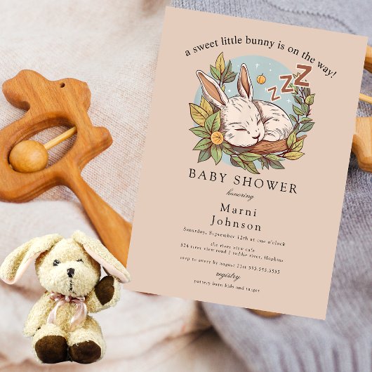 Carte d'invitation pour Baby Shower Slumber Bunny 