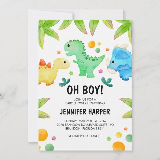 Carte d'invitation pour Baby Shower sur le thème d (Devant)