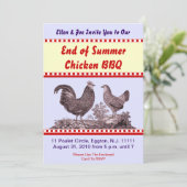 Carte d'invitation pour barbecue de poulet de fin (Debout devant)