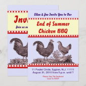 Carte d'invitation pour barbecue de poulet de fin (Devant / Derrière)