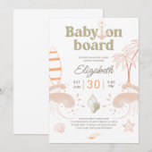 Carte d'invitation pour bébé à bord Surf Baby show (Devant / Derrière)