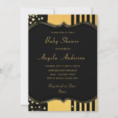 Carte d'invitation pour bébé Black Gold de luxe (Devant)