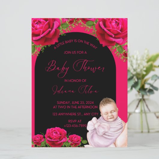 Carte d'invitation pour bébé douche (Debout devant)