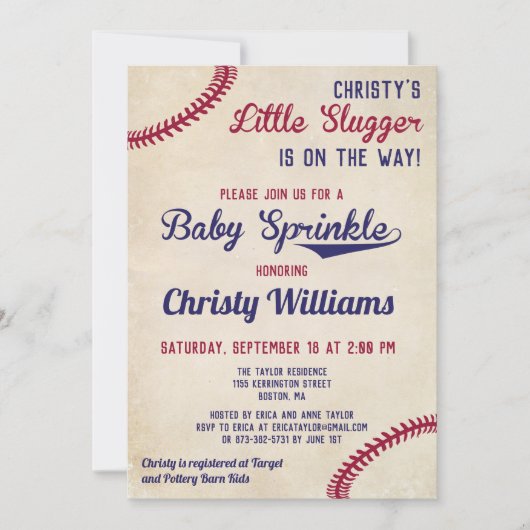 Carte d'invitation pour bébés à thème de baseball (Devant)