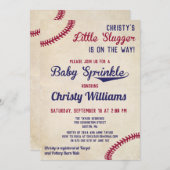 Carte d'invitation pour bébés à thème de baseball (Devant / Derrière)