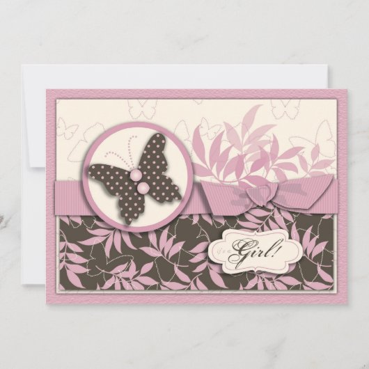 Carte d'invitation pour bébés Papillon (Devant)