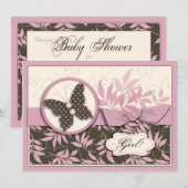 Carte d'invitation pour bébés Papillon (Devant / Derrière)