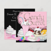 Carte d'invitation pour buffet de bonbons (Devant / Derrière)