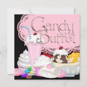 Carte d'invitation pour buffet de bonbons
